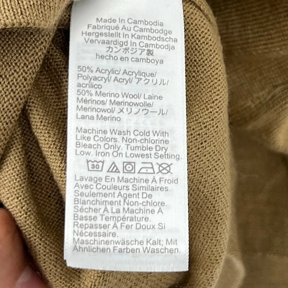 J. Crew Women's Merino Wool-Blend Polo Sweater Camel Size XXS/XS NWT